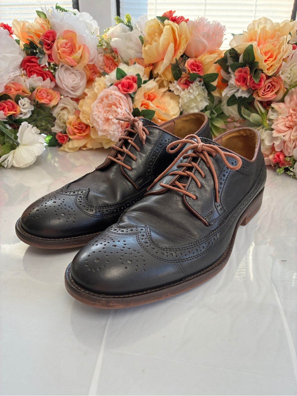 Johnston & Murphy J&M 1850 20-1355 Black Leather Longwing Derby Shoes 12M